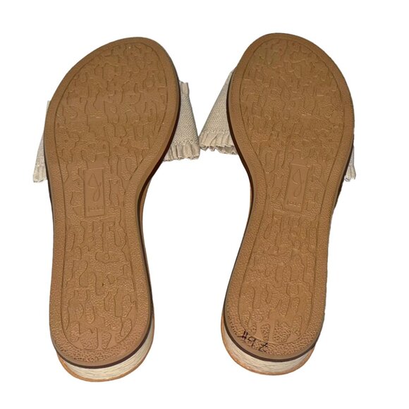 Joie Eidel Ivory / Off White Canvas Ruffled Slide Sandals - Size 9 - Picture 7 of 7